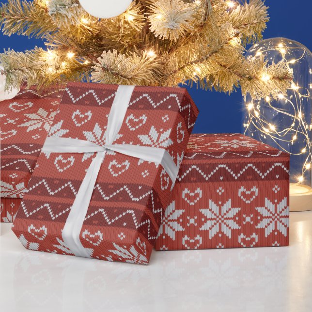 Fult julsötare Scandinavian Sticka Red Heart Presentpapper (Helgdagar)