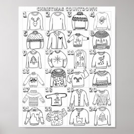 Fult jultröja Adventsräkning Färgläggning Poster