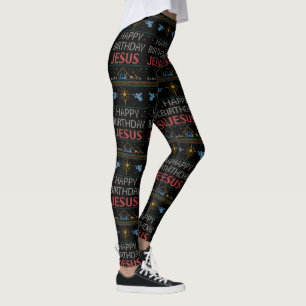 Fult jultröja design Glad födelsedag Jesus Leggings