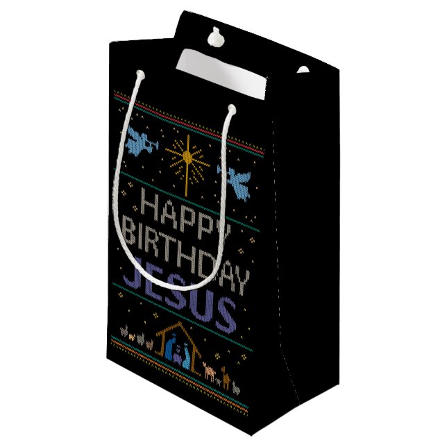 Fult Jultröja Design Glad Födelsedag Jesus Religiö (Framsidan Vinklad)