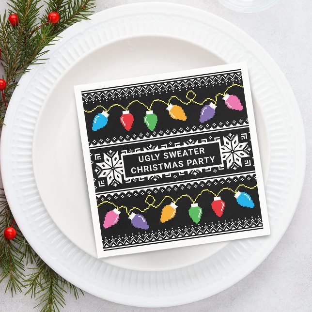 Fult jultröja julfest party papper pappersservett (Ugly Sweater Christmas Holiday Party Paper Napkins)