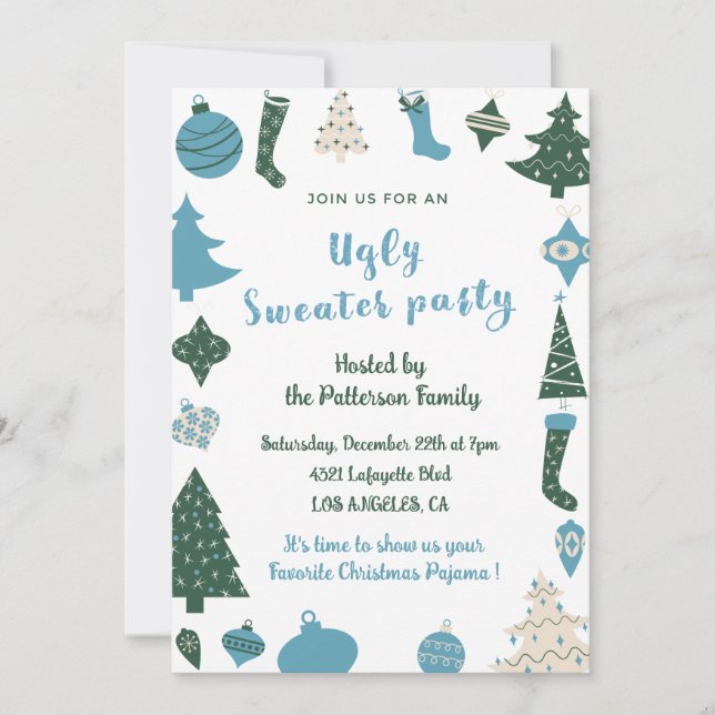 Fult jultröja-partaj invitation modern inbjudningar (Framsida)