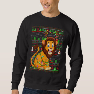 Fult jultröja stil belysning Lejon jul Lång Ärmad Tröja