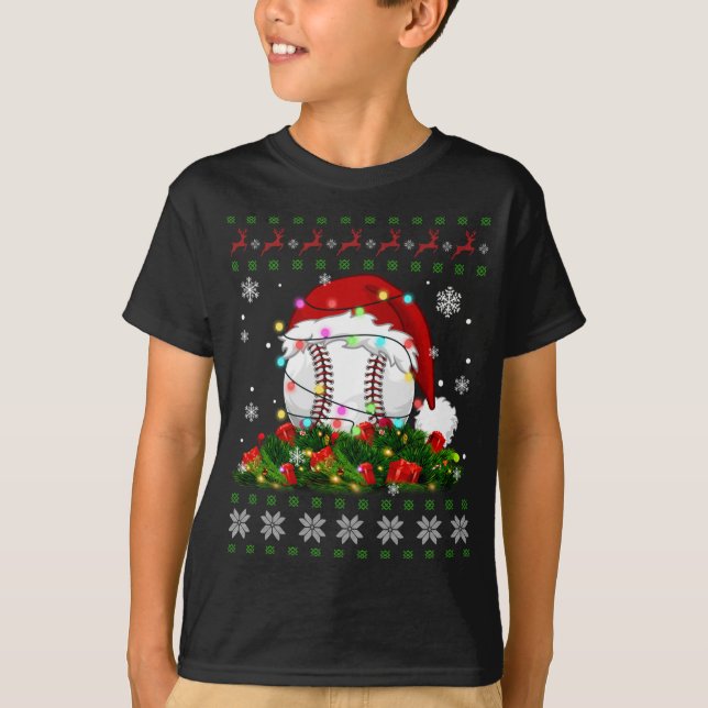Fult, söt jul Pajama Ljus Baseball Spor T Shirt (Framsida)