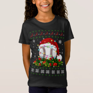 Fult, söt jul Pajama Ljus Baseball Spor T Shirt