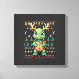 Fultig Xmas Tröja Stil Belysning Sköldpadda Jul Canvastryck