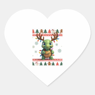 Fultig Xmas-tröja Stil Belysning Sköldpadda Jul Hjärtformat Klistermärke