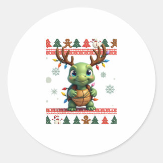 Fultig Xmas-tröja Stil Belysning Sköldpadda Jul Runt Klistermärke
