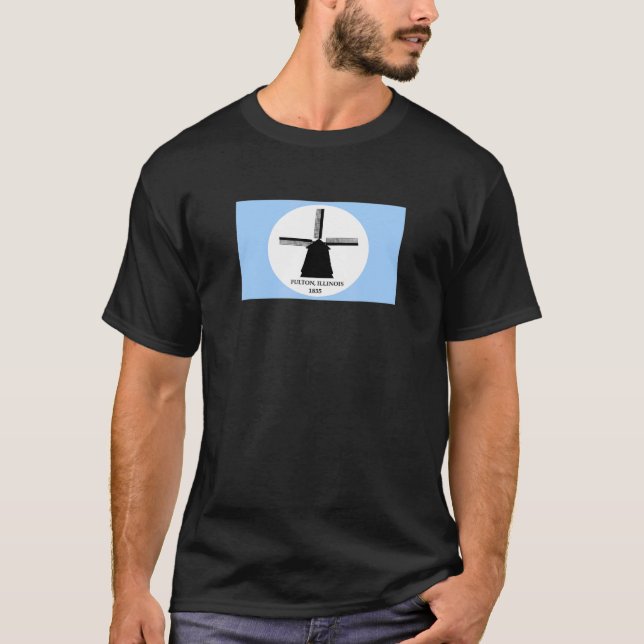 Fulton Illinois Flagga T Shirt (Framsida)