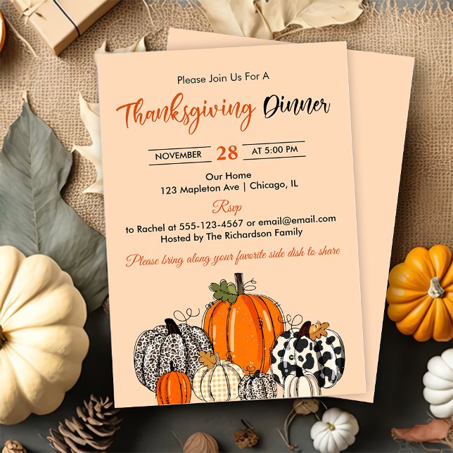 Fumpkin Thankgiving Dinner Party Inbjudningar (Skapare uppladdad)