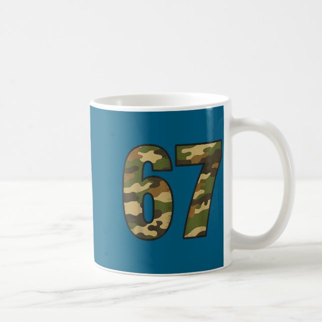 Fun 67 Six Seven Hunting Camo 6 7 Meme Gen Alpha C Kaffemugg (Höger)