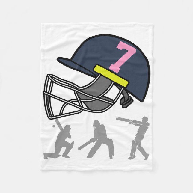 Fun 7th Birthday Cricket Player Boys Kids 7 Year O Fleecefilt (Framsidan)