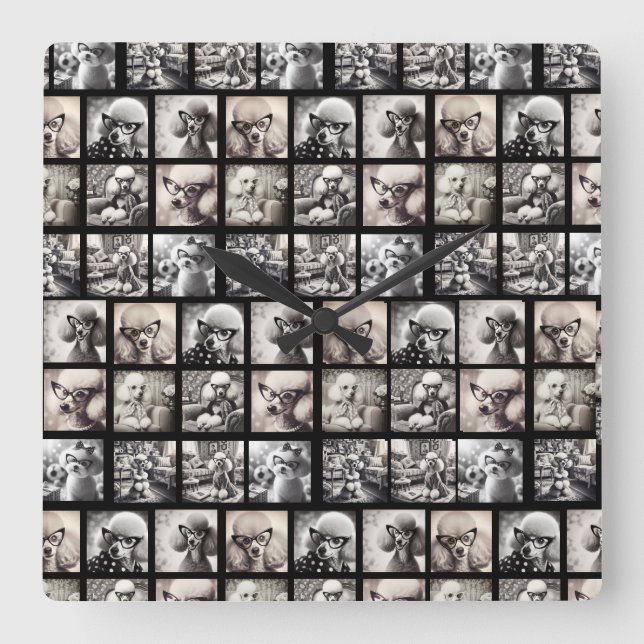 Fun 9 Photo Collage Pictures Fyrkantig Klocka (Framsida)