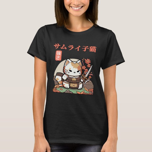 Fun and Quirky Samurai Cat Graphic for Little Adve T Shirt (Framsida)