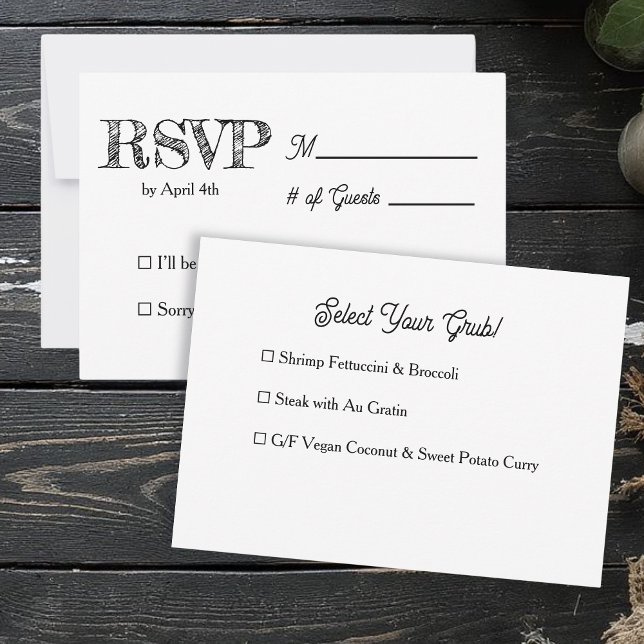 Fun and Simple Black and White Wedding RSVP Inbjudningar (Skapare uppladdad)