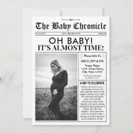 Fun Baby Shower Invitation | Newspaper Baby Invite Julkort