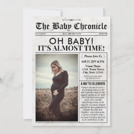 Fun Baby Shower Invitation | Newspaper Baby Invite Julkort