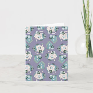 Fun Birdhouse Design Purple Blue White Inbjudan