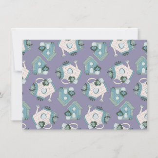 Fun Birdhouse Design Purple Blue White Inbjudningar