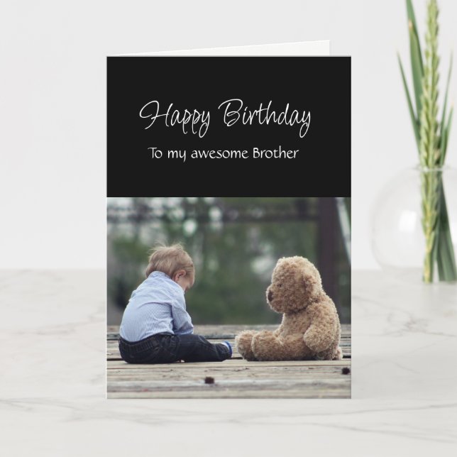 Fun Birthday Awesome Brother Cute Teddy Bear Kort (Framsida)