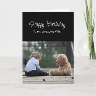 Fun Birthday Awesome Wife Cute Teddy Bear Kort