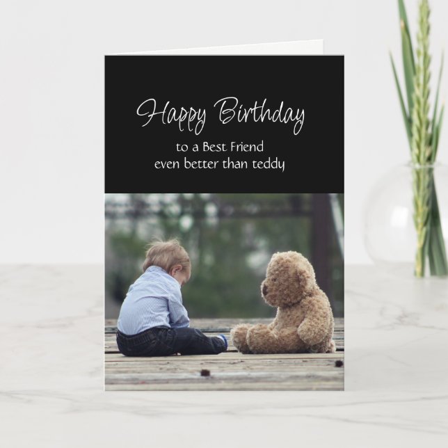 Fun Birthday Best Friend Cute Teddy Bear Kort (Framsida)