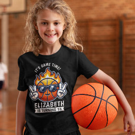 Fun Birthday Boy with Basketball Theme T Shirt