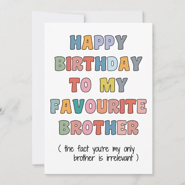 Fun Birthday Card Brother, to my favourite brother Julkort (Framsida)