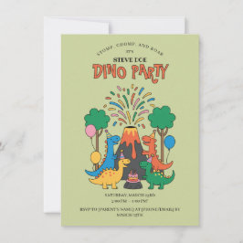 Fun Birthday Dino Party Dinosaur Invitation Inbjudningar