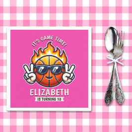 Fun Birthday Girl with Basketball Theme Pappersservett