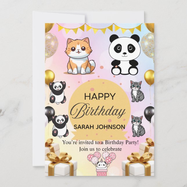 Fun Birthday Party Invitation | Colorful Modern  Inbjudningar (Framsida)