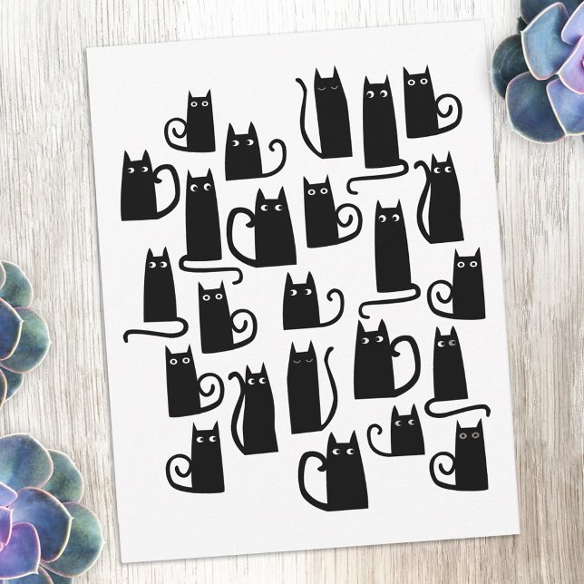 Fun Black Cat Anteckningskort (Fun black cat design notecards for animal lovers)