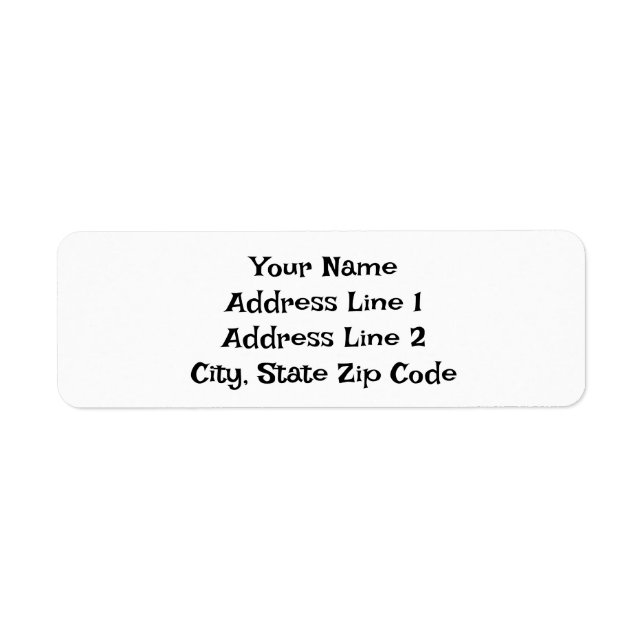 Fun Black Letters on White, Plain Address Labels Returadress Etikett (Framsidan)