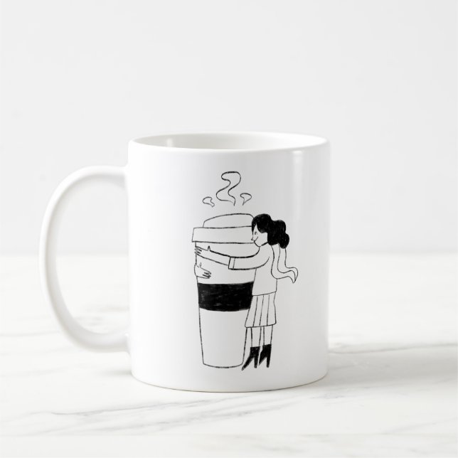 FUN BLACK & WHITE freehand drawing original Kaffemugg (Vänster)