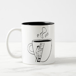 FUN BLACK & WHITE freehand drawing original Två-Tonad Mugg