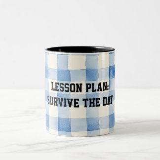 Fun Blue and White Sarcastic quote for teachers Två-Tonad Mugg