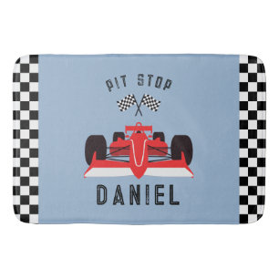 Fun Blue Kids Red Racing Car Badrumsmatta