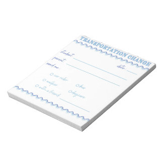 Fun Blue Transportation Change Notepad Anteckningsblock