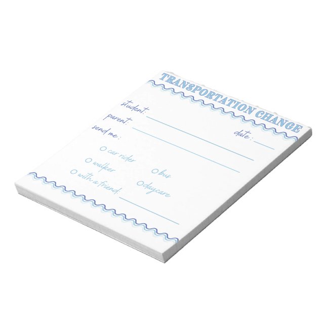 Fun Blue Transportation Change Notepad Anteckningsblock (Roterad)