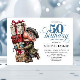 Fun Bold Man 50th Birthday Comedy Event Invite Inbjudningar