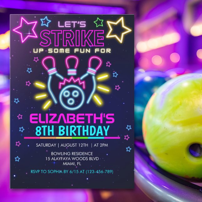 Fun Bowling Birthday Girl Inbjudningar (Skapare uppladdad)