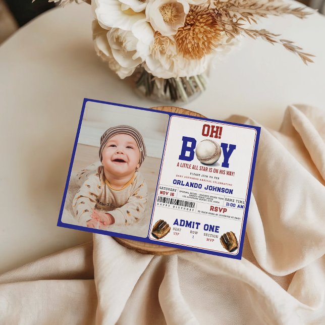 Fun Boy Baseball Baby Shower | Custom Sports Party Inbjudningar (Skapare uppladdad)