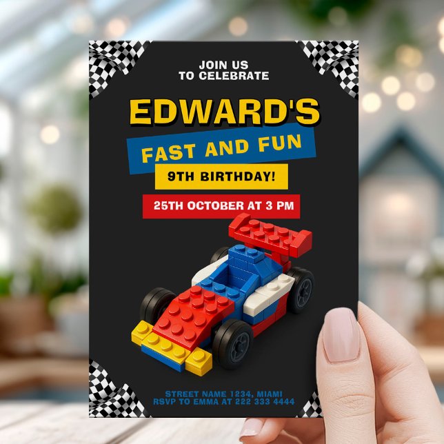 Fun Brick Racer Birthday Party Inbjudningar (Skapare uppladdad)