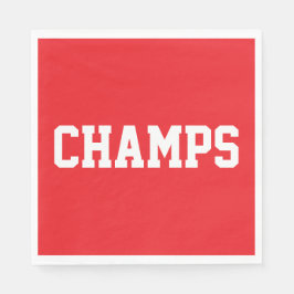 Fun Bright Red Athletic Sporty CHAMPS White Text  Pappersservett