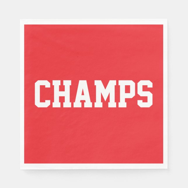 Fun Bright Red Athletic Sporty CHAMPS White Text  Pappersservett (Framsidan)
