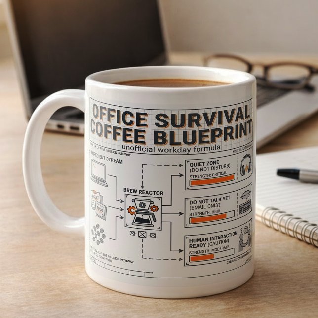 Fun Caffeine Infusion Blueprint for Office Workers Kaffemugg (Skapare uppladdad)