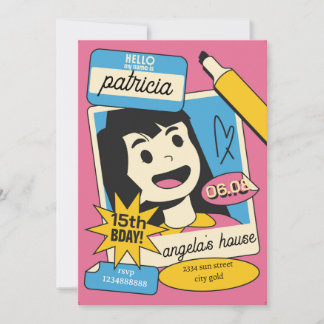 Fun Cartoon Birthday Invitation – Colorful Kids  Inbjudningar