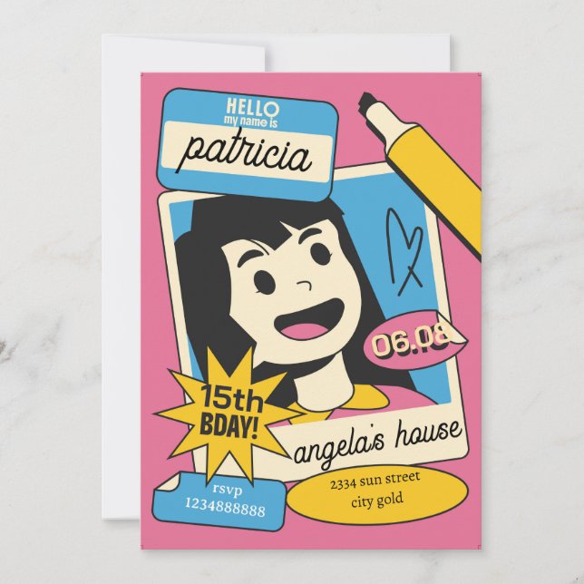 Fun Cartoon Birthday Invitation – Colorful Kids  Inbjudningar (Framsida)