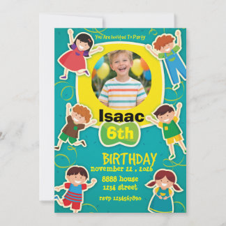 Fun Cartoon Birthday Invitation – Colorful Kids  Inbjudningar