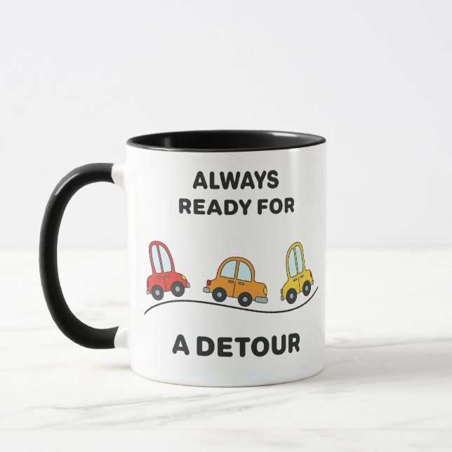 Fun Cartoon Cars "Always Ready for a Detour"  Mugg (Vänster)
